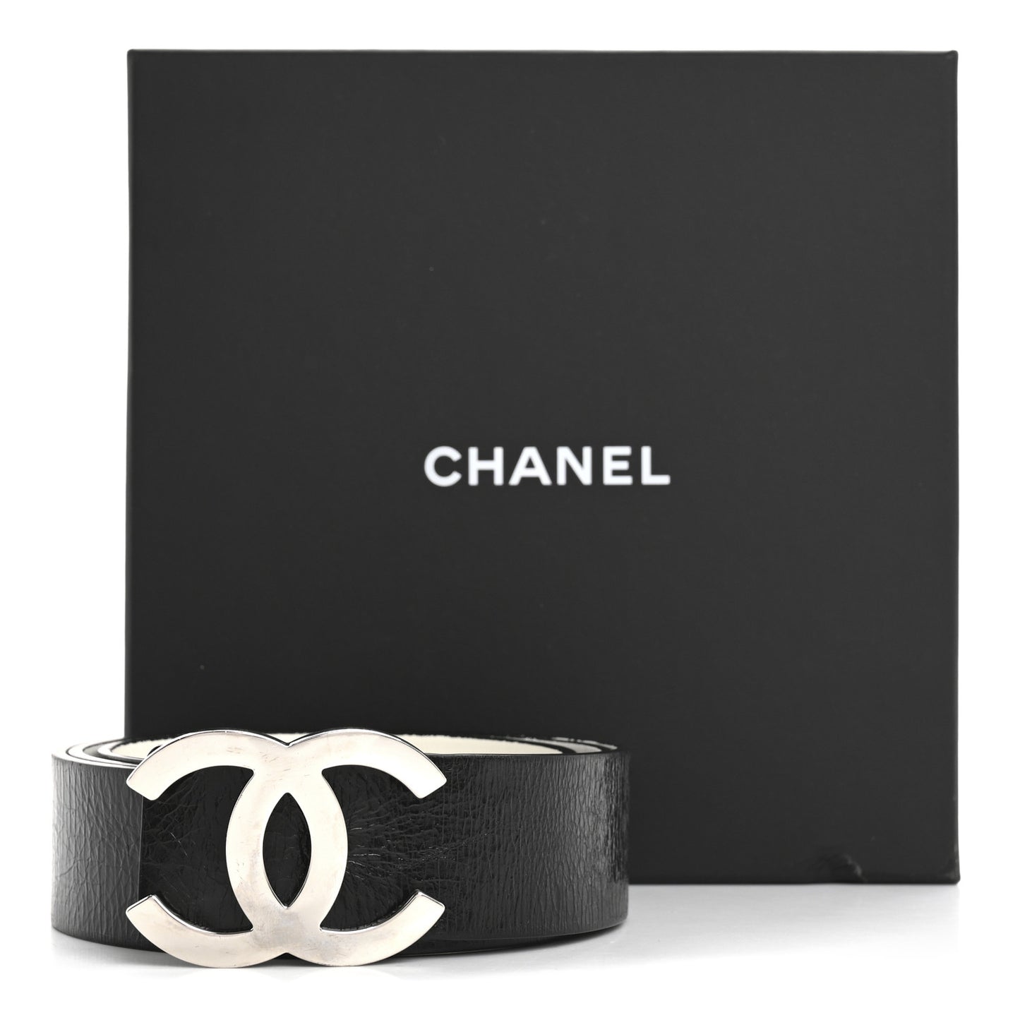 Patent Calfskin CC Reversible Belt 90 36 Black White