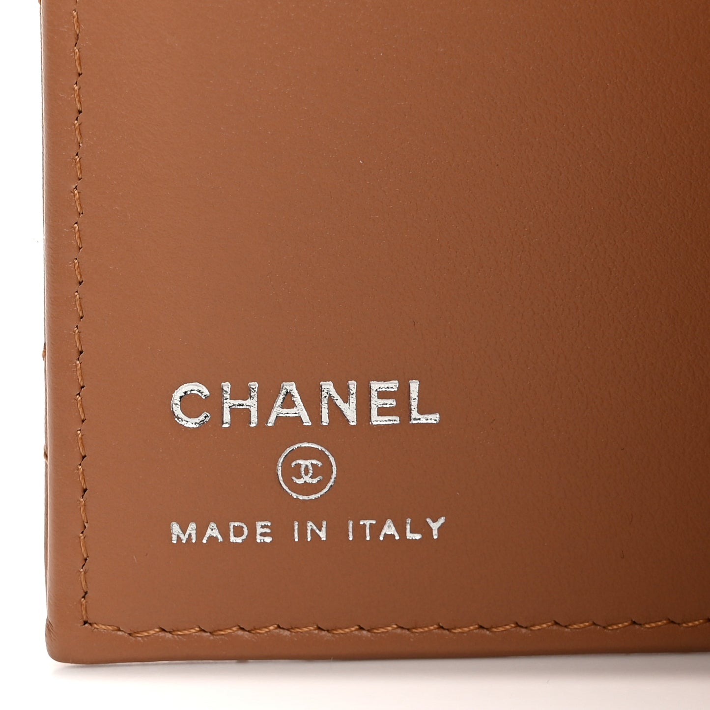 Calfskin Quilted Passport Holder Wallet Brown