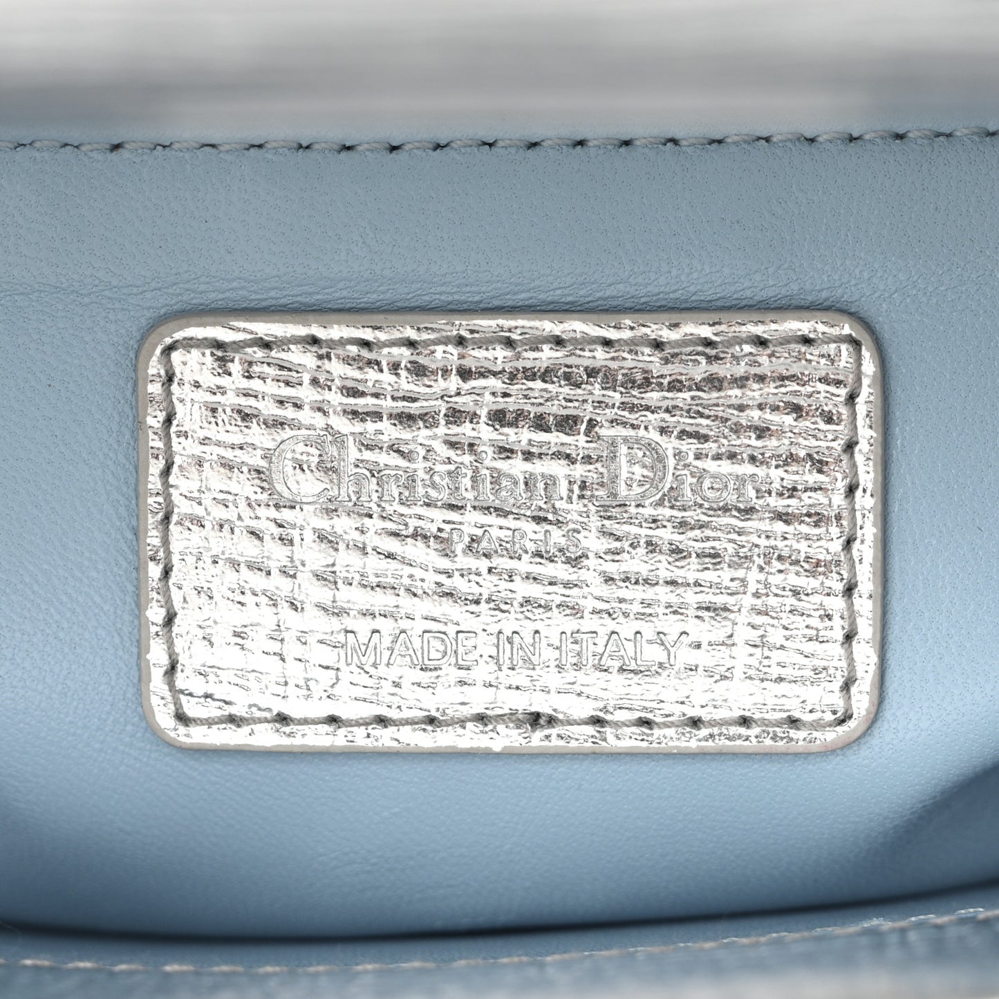 Metallic Grained Calfskin Cannage Small Lucky Badges My Lady Dior Silver