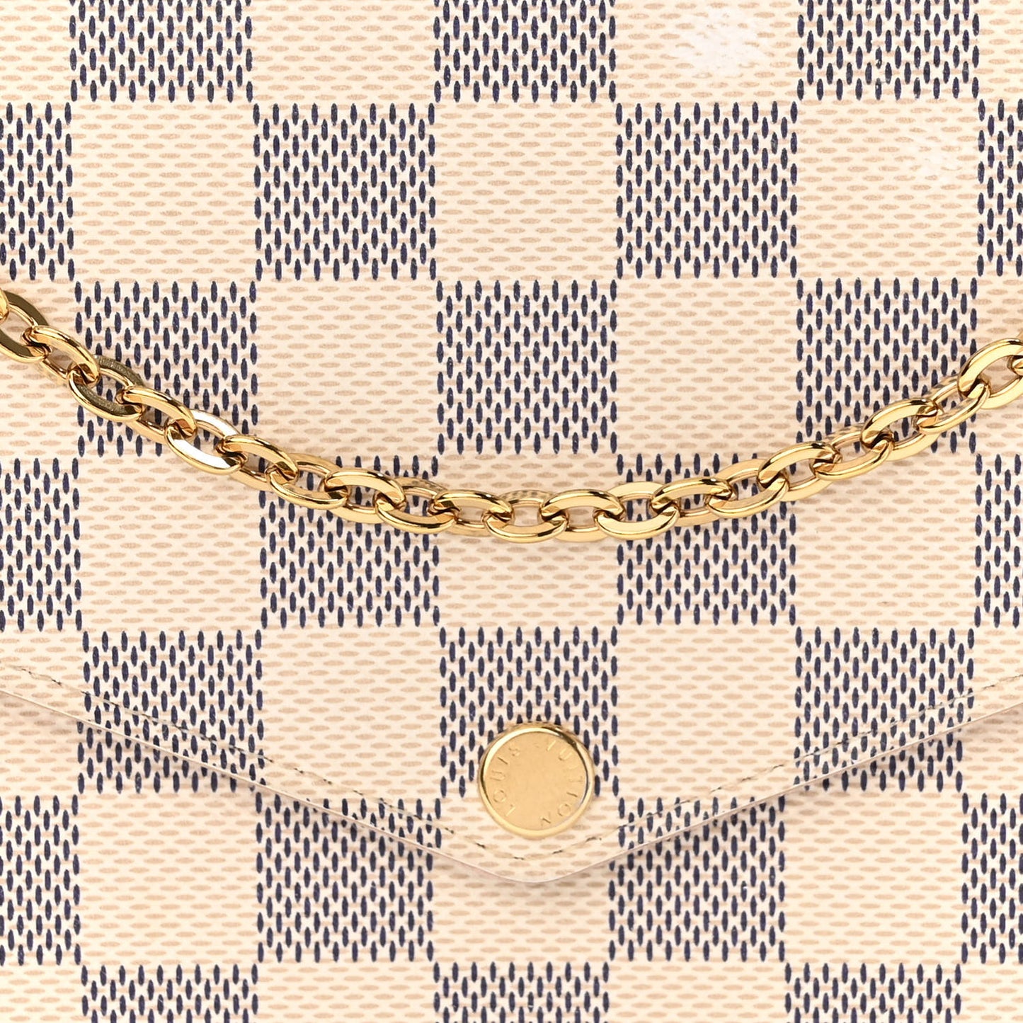 Damier Azur Pochette Felicie Chain Wallet Rose Ballerine