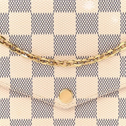 Louis Vuitton Damier Azur Pochette Felicie Chain Wallet Rose Ballerine 9 of 11