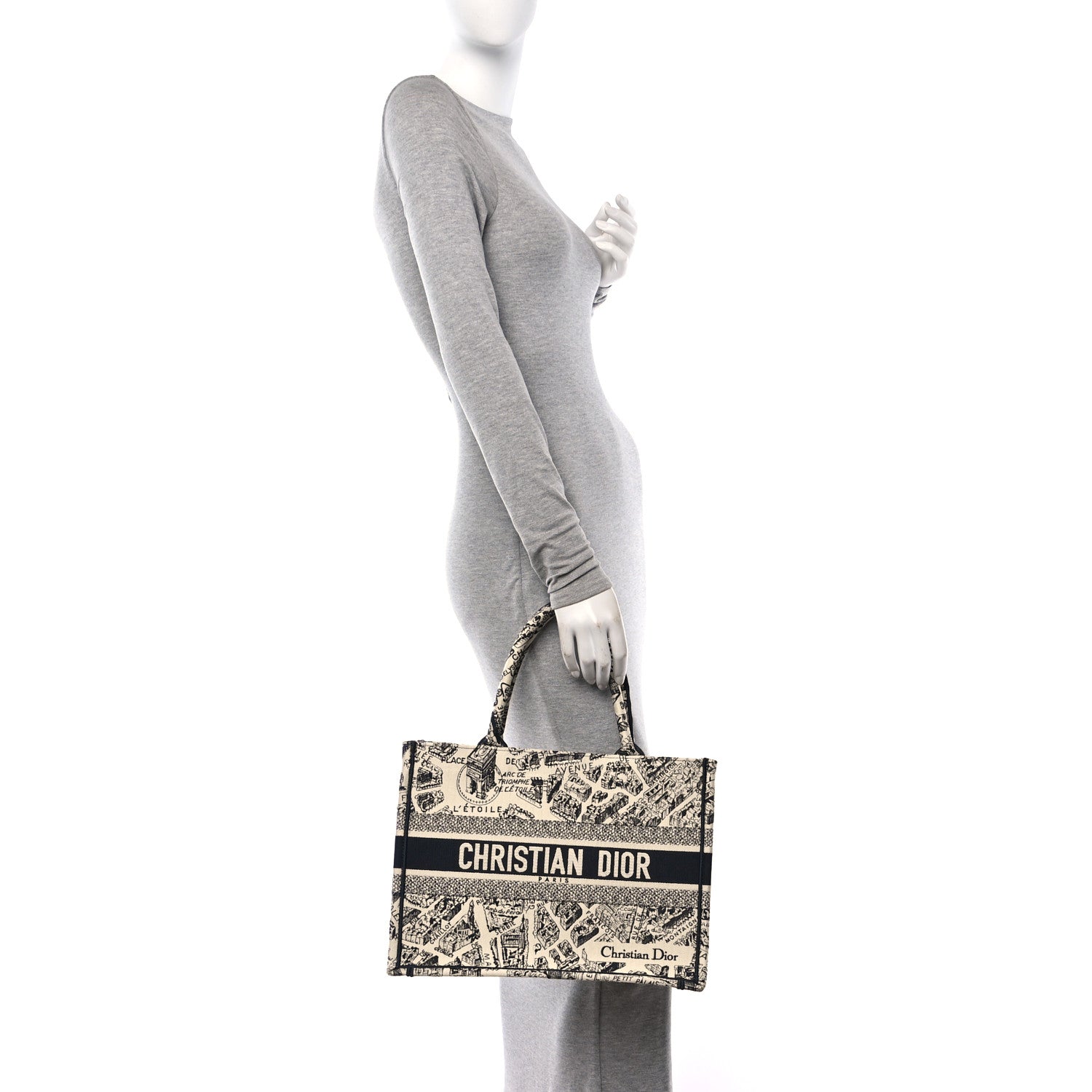 Christian Dior Canvas Embroidered Medium Plan De Paris Book Tote White Blue 2 of 10