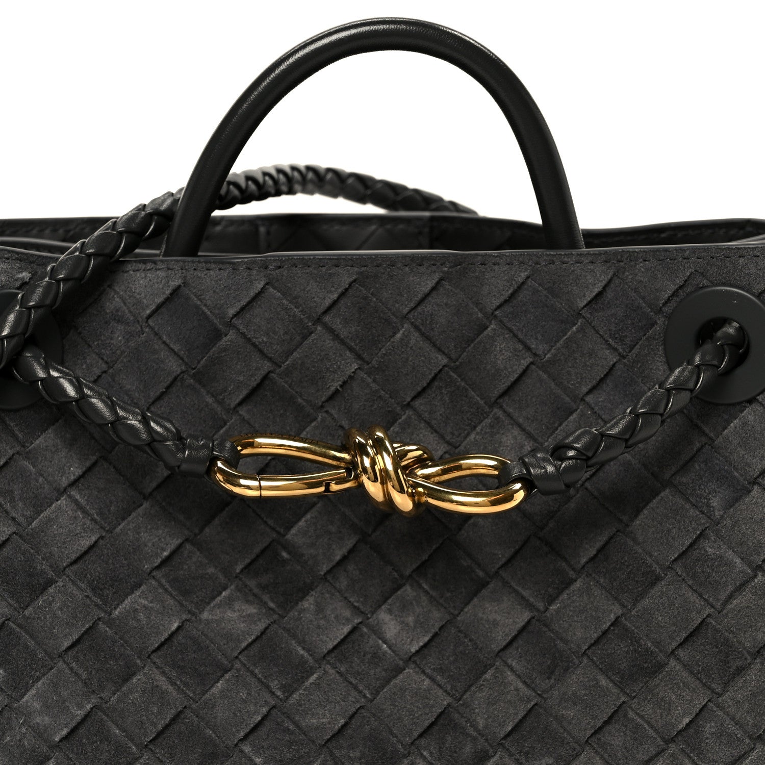 Bottega Veneta Suede Intrecciato Small Andiamo Shoulder Bag Graphite 8 of 10