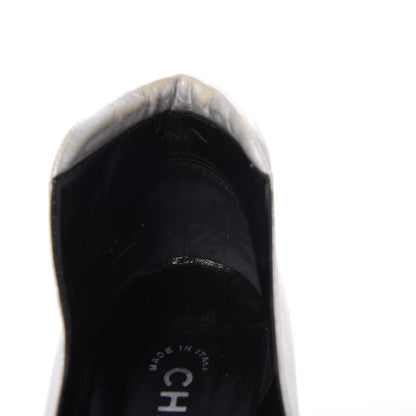 Chanel Metallic Lambskin Patent Cap Toe CC Pumps 39.5 Silver Black 11 of 19