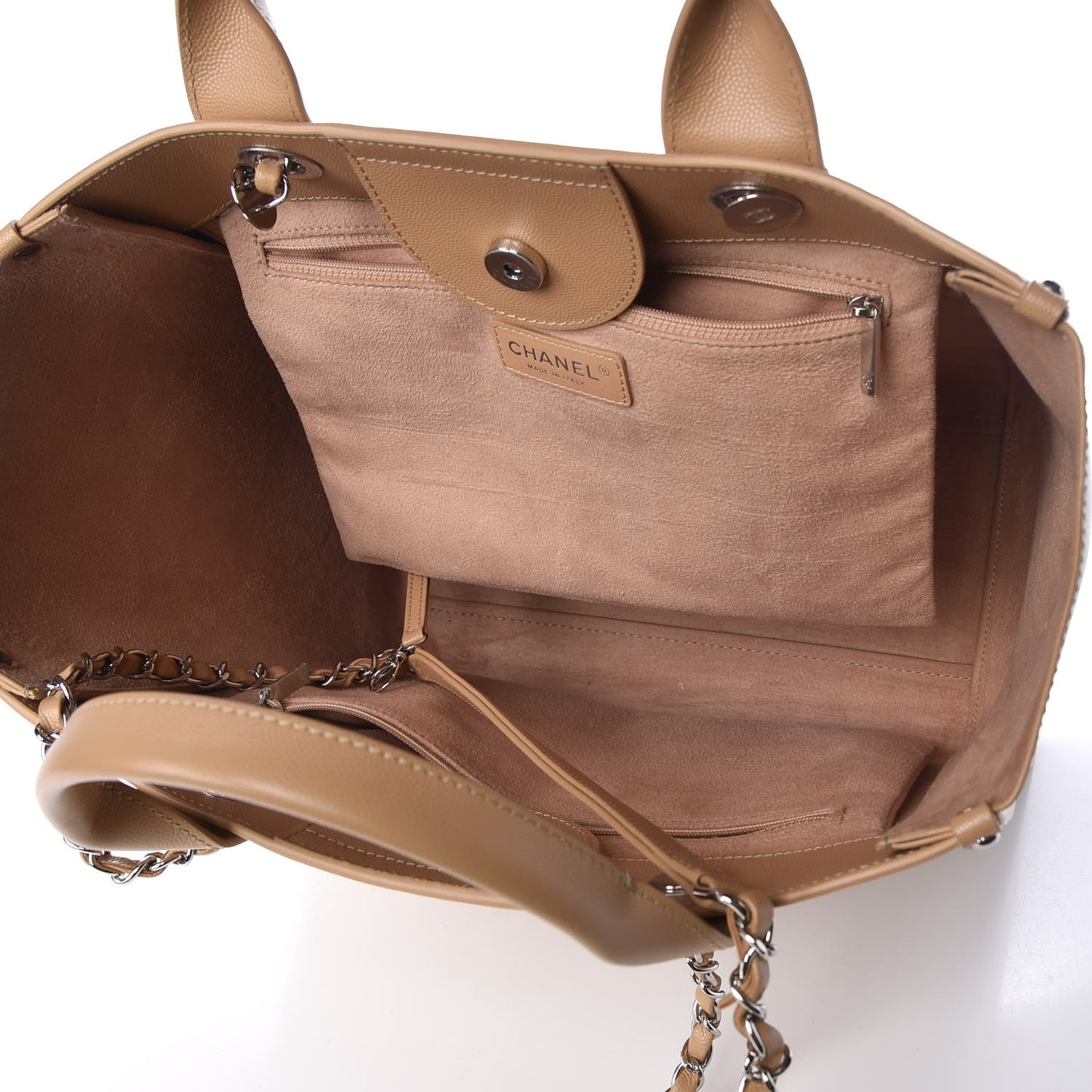 Caviar Small Studded Deauville Tote Beige