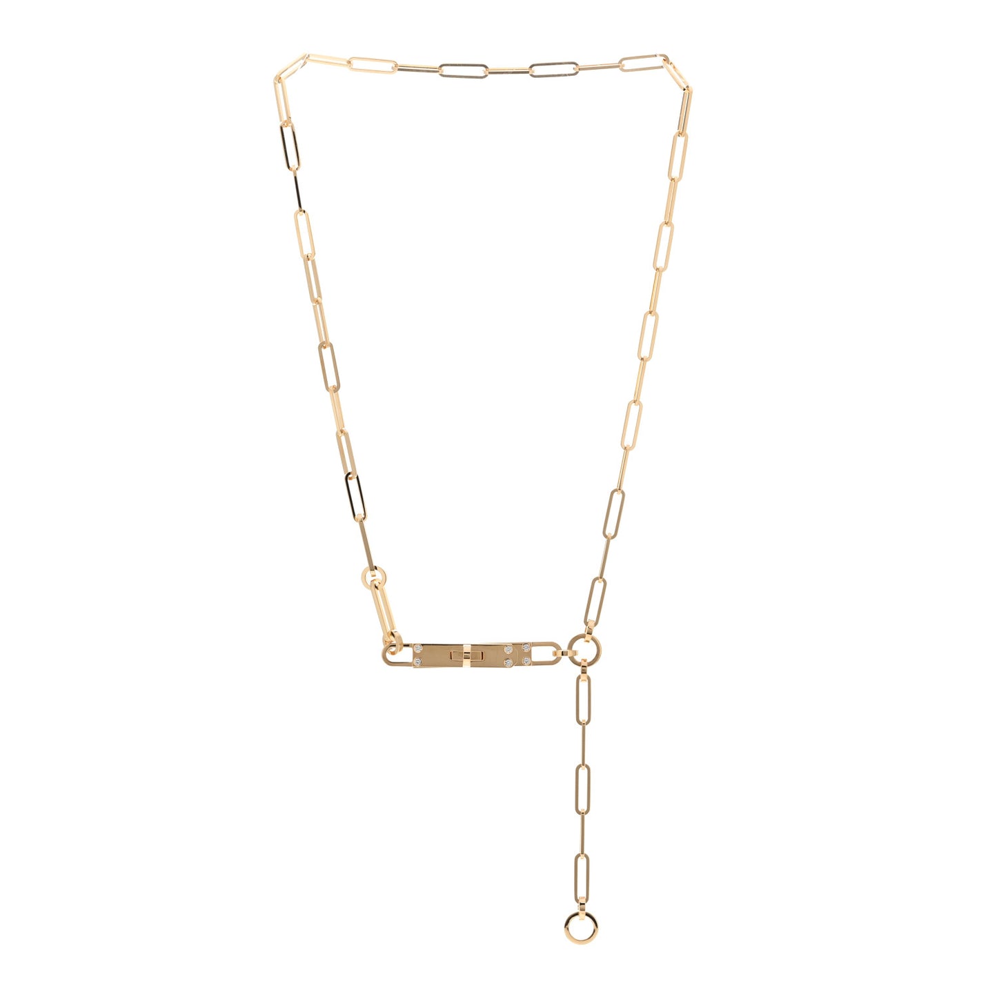 18K Yellow Gold Diamond PM Kelly Chaine Lariat Necklace SH