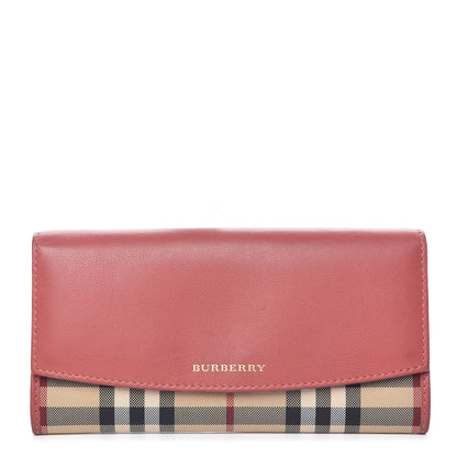 Burberry Calfskin Horseferry Check Porter Continental Wallet Coral Pink 1 of 10