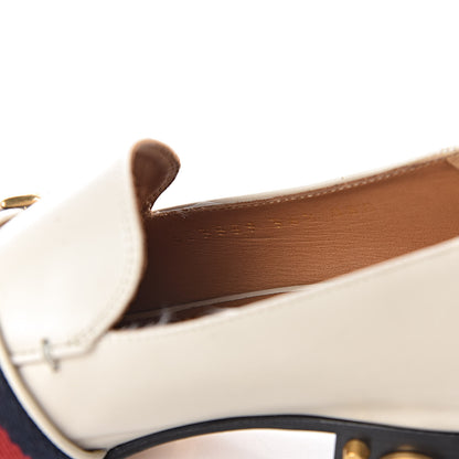 Gucci Betis Glamour Calfskin Web Pearl Embellished Peyton 35mm Loafer Pumps 36.5 Mystic White 10 of 16