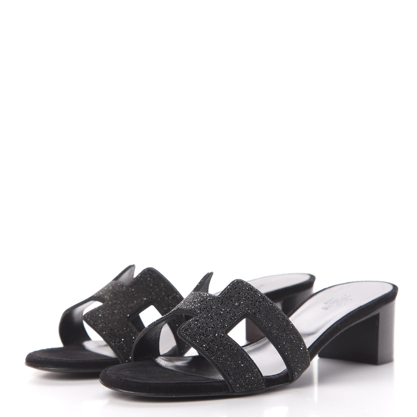 Suede Goatskin Crystal Powder Oasis Sandals 37 Black