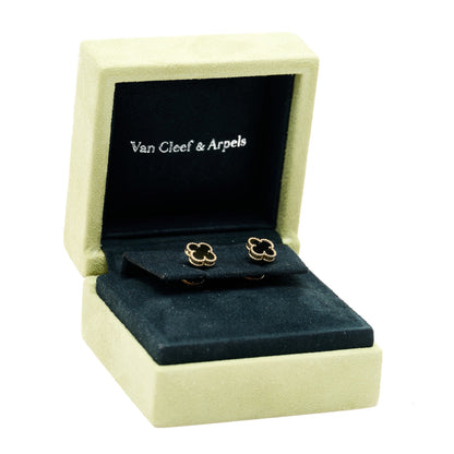 Van Cleef & Arpels 18K Yellow Gold Black Onyx Sweet Alhambra Earrings 5 of 5
