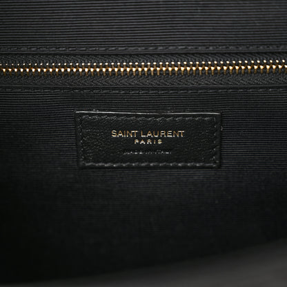 Saint Laurent Grain De Poudre Textured Mixed Matelasse Large Triquilt Monogram Satchel Black 6 of 10