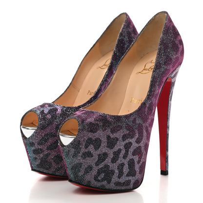Christian Louboutin Lame Leopard Highness 160 Pumps 35 Turquoise Violet 3 of 9