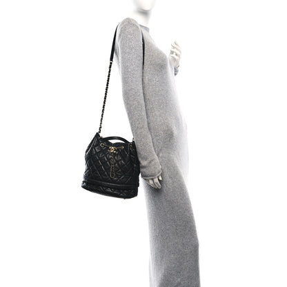 Chanel Caviar Quilted Large Rolled Up Bucket Drawstring Bag Black 2 of 10