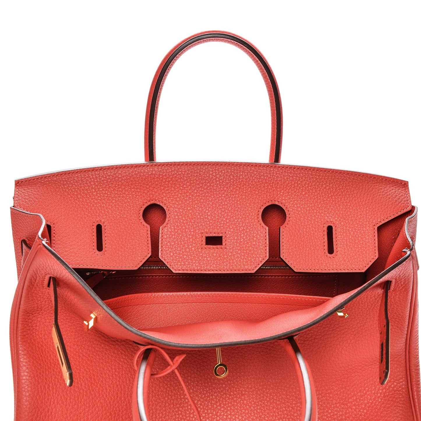 Taurillon Clemence Birkin 35 Rouge Pivoine