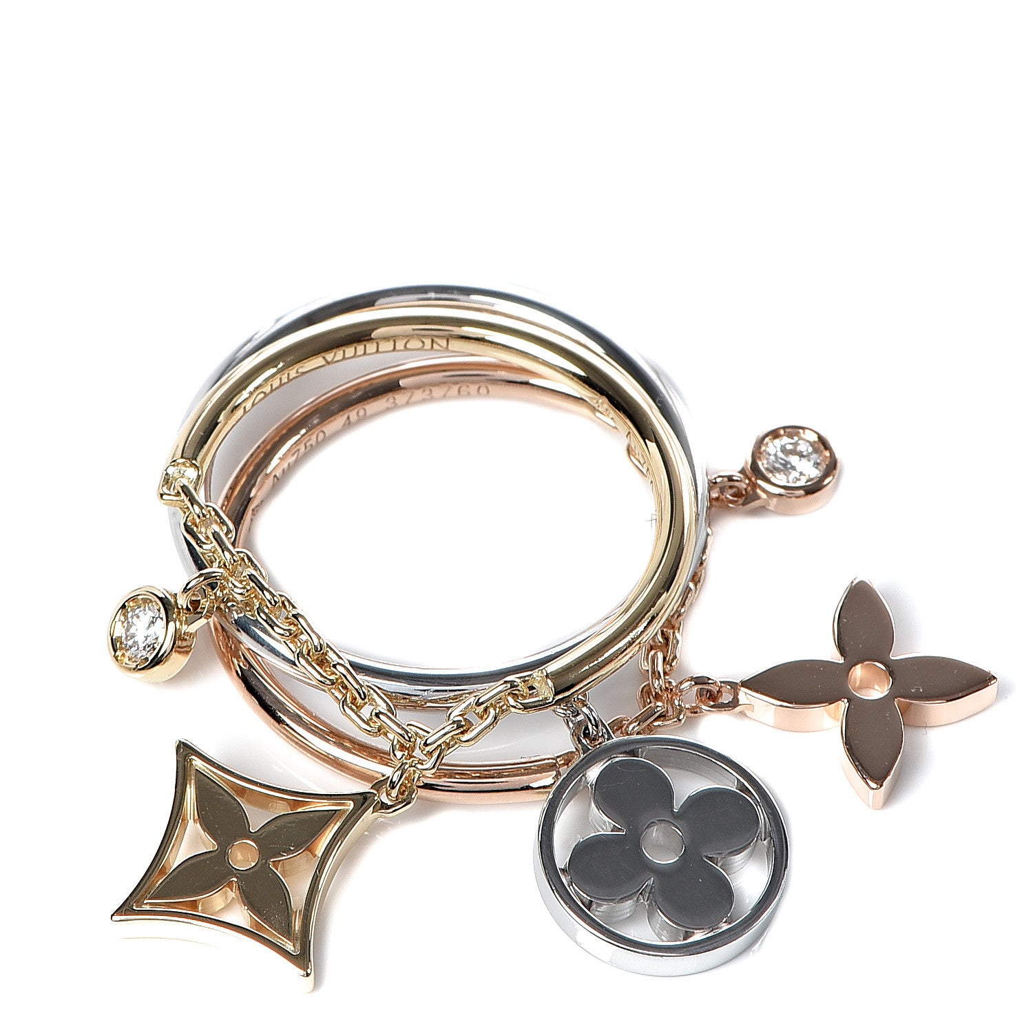 Louis Vuitton 18K Yellow Pink White Gold Diamond Idylle Blossom Pampilles Ring Set 49 4.75 1 of 6