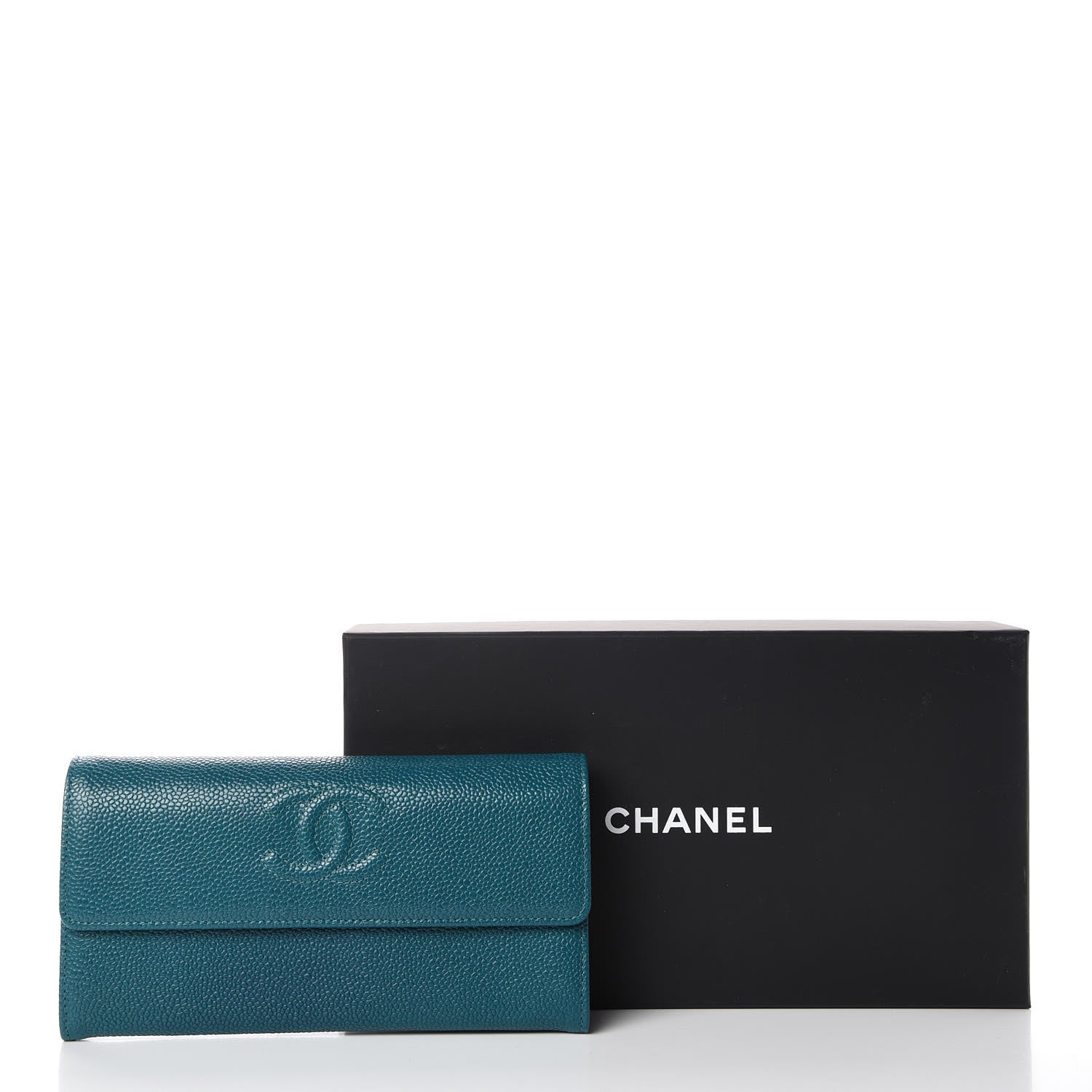Chanel Caviar Timeless CC Large Gusset Flap Wallet Blue 10 of 10