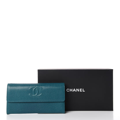 Chanel Caviar Timeless CC Large Gusset Flap Wallet Blue 10 of 10