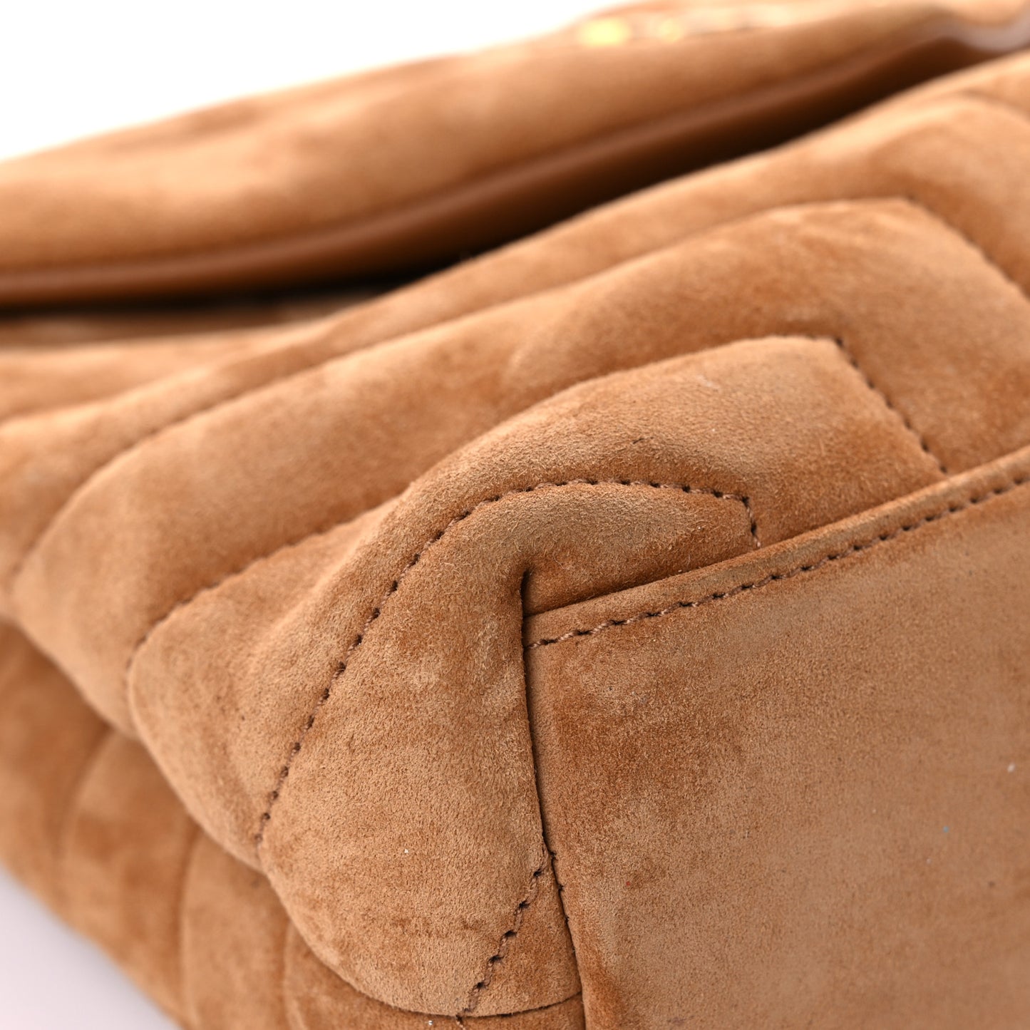 Suede Calfskin Y Quilted Monogram Small Loulou Chain Satchel Cinnamon