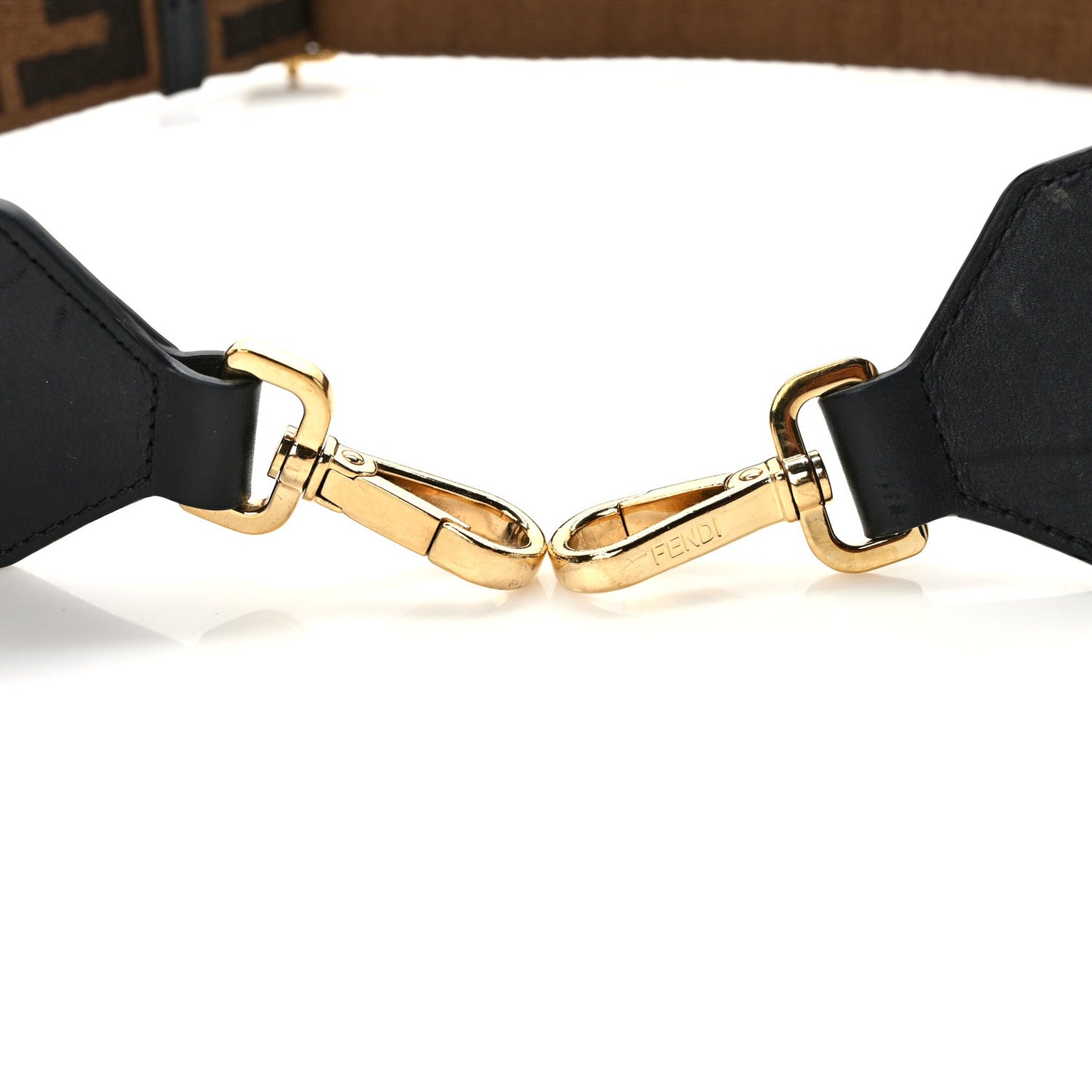 Ribbon Vitello Century FF 1974 Flat Studded Strap You Fango Marrone Ebano