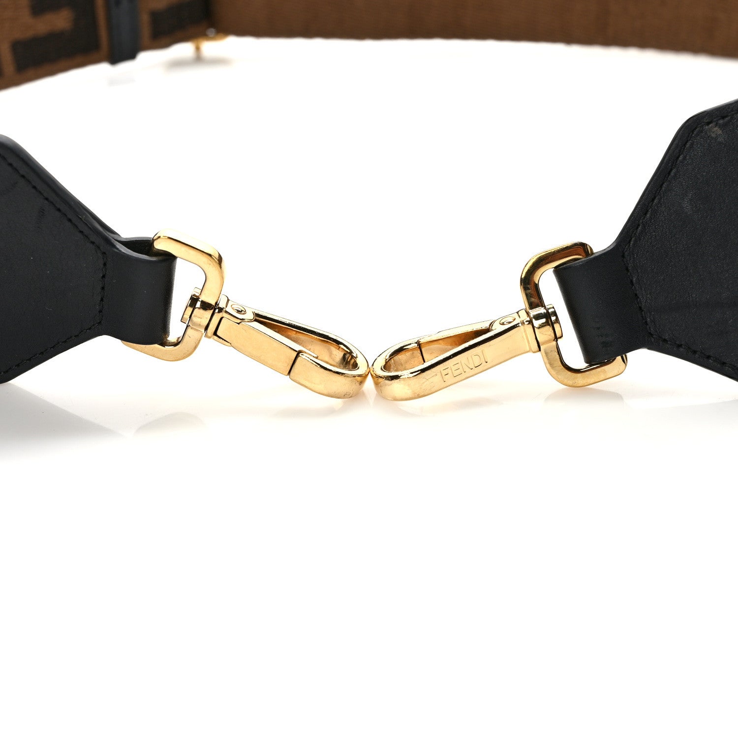 Fendi Ribbon Vitello Century FF 1974 Flat Studded Strap You Fango Marrone Ebano 4 of 5