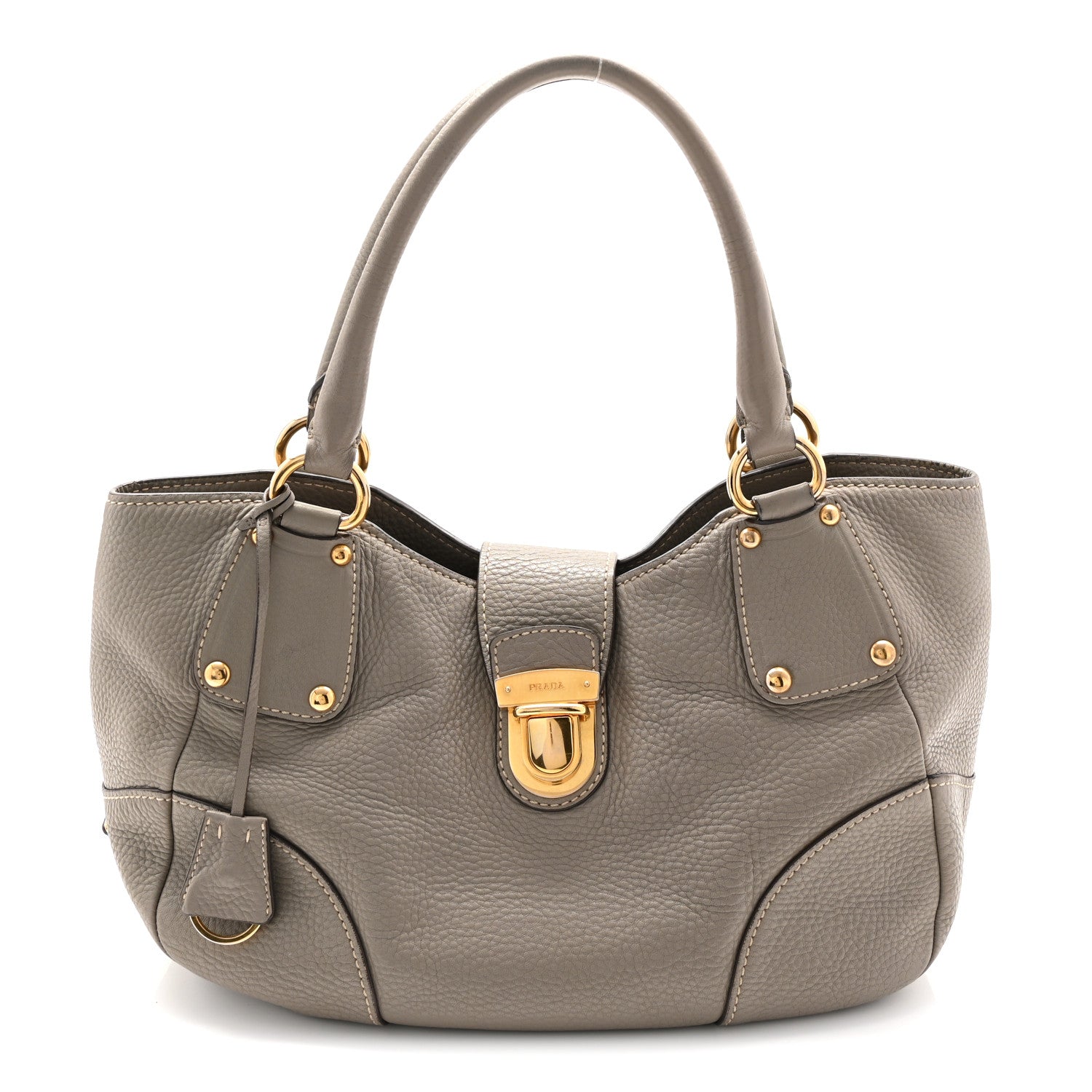Prada Vitello Daino Pushlock Tote Argilla 1 of 11