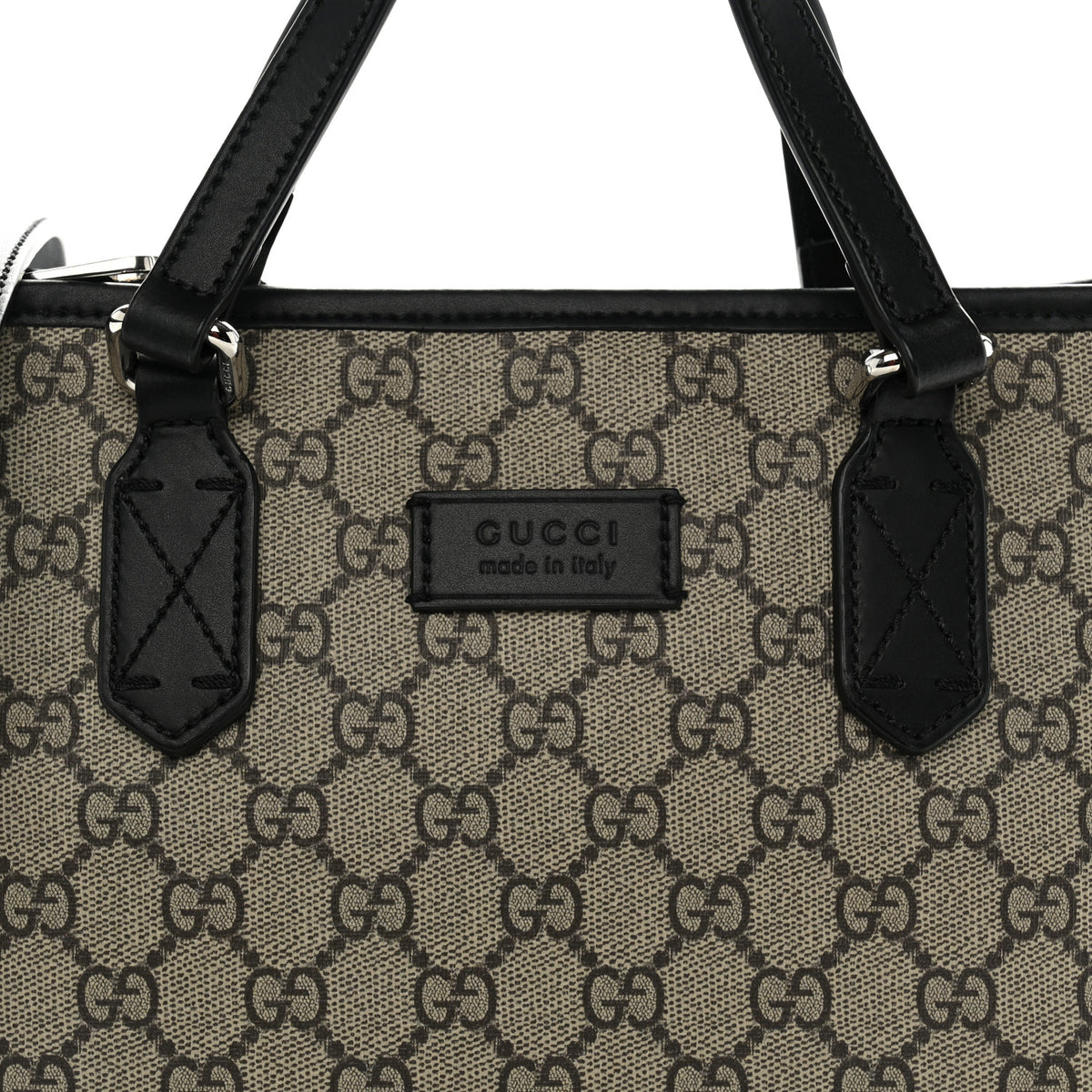 Gucci GG Supreme Monogram Small Zippered Tote Black 8 of 10