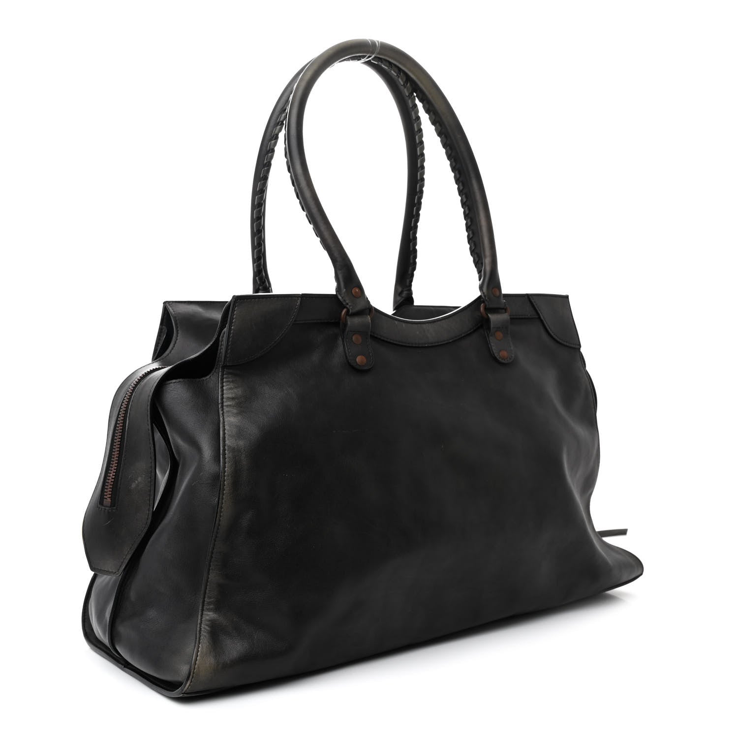 Balenciaga Used Calfskin Rust Hardware Large Top Handle Bag Black 3 of 14