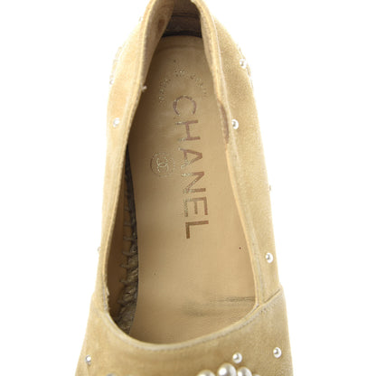 Chanel Suede Pearl CC Espadrilles 35 Beige Black 6 of 13