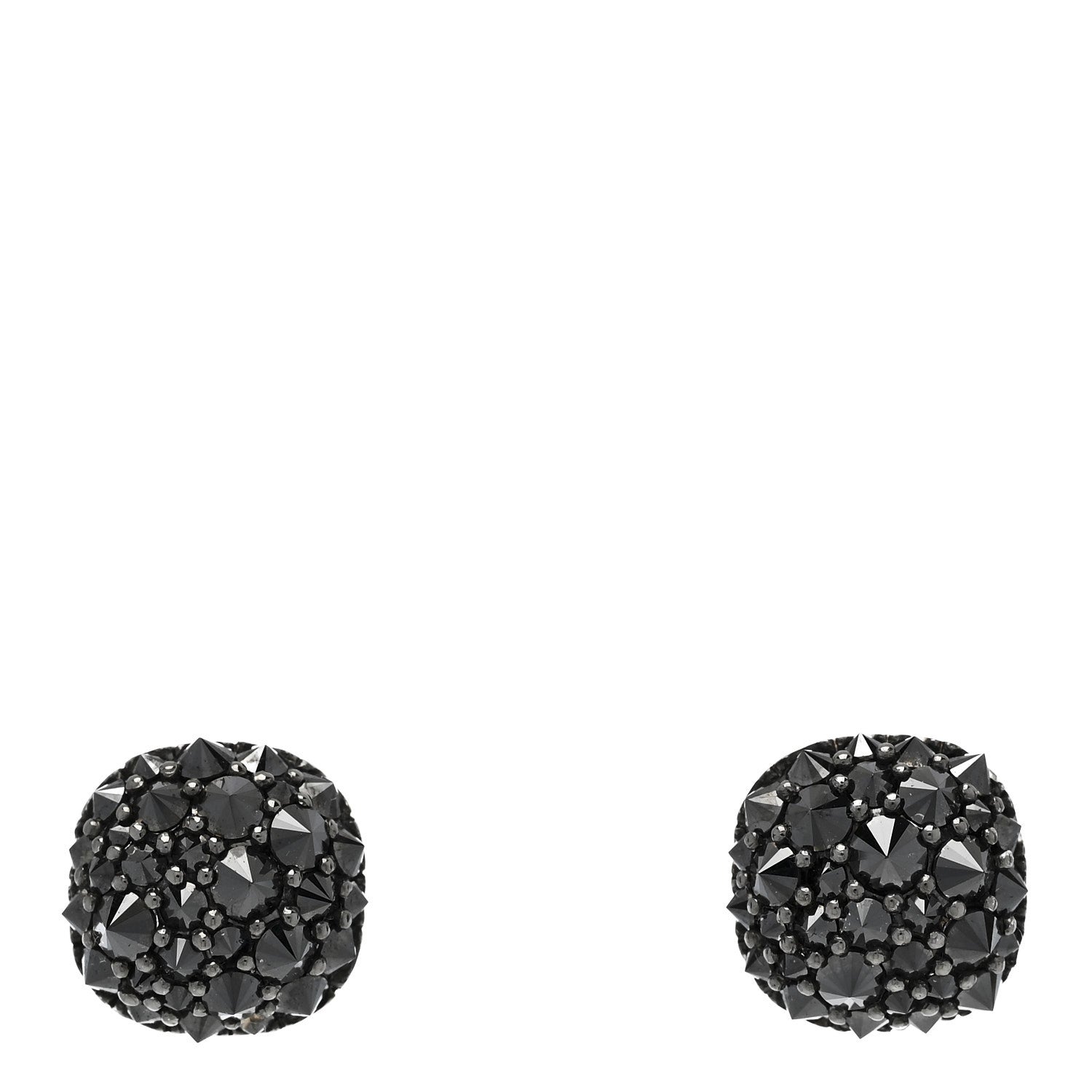 David Yurman 18K White Gold Black Diamond Reverse Set Pave Cushion Stud Earrings 1 of 4