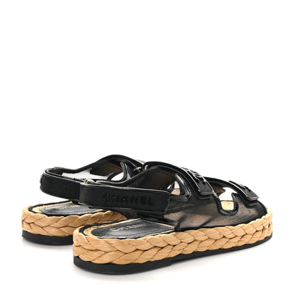 Chanel Mesh Patent Calfskin Velcro Dad Sandals 40 Black 5 of 10
