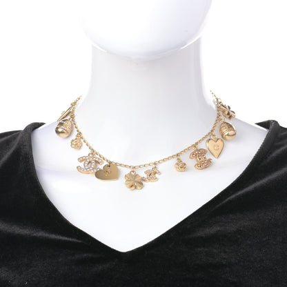 Chanel Crystal CC Charm Necklace Gold 2 of 5