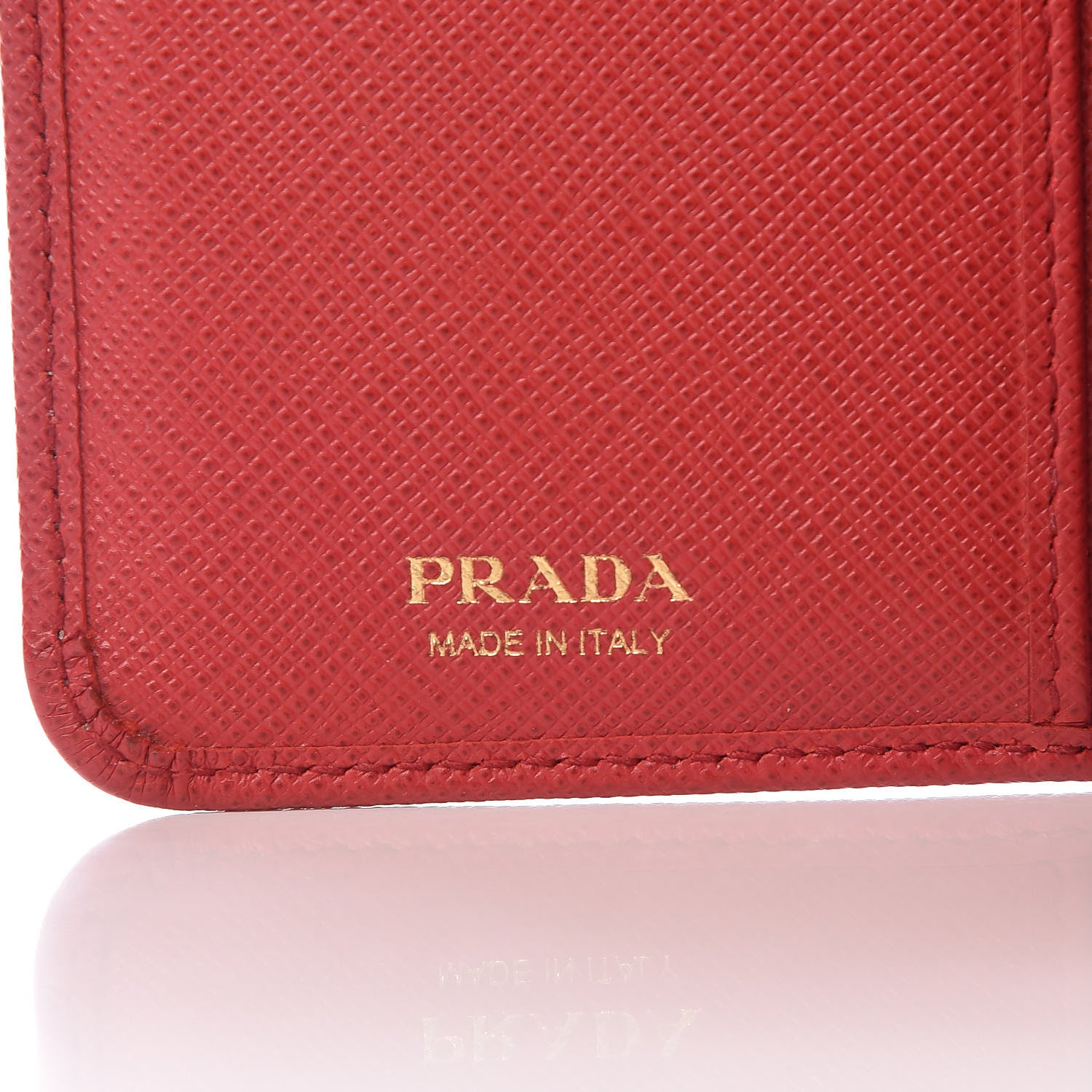 Prada Saffiano Compact Wallet Fuoco 7 of 11