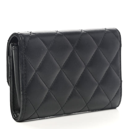 Chanel Lambskin Quilted Flap Card Holder Wallet Black 3 of 13