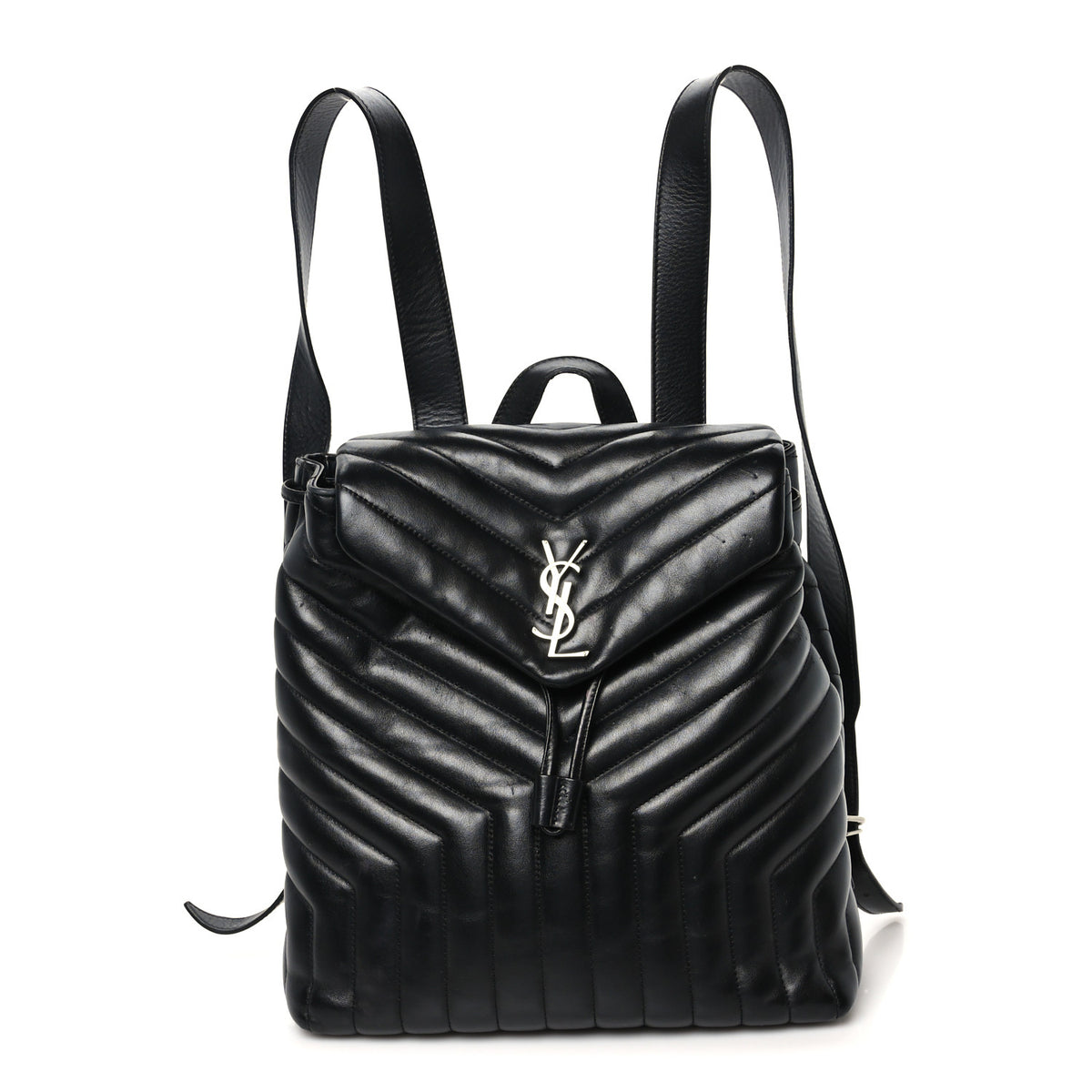 Saint Laurent Calfskin Y Quilted Monogram Medium Loulou Backpack Black 1 of 10