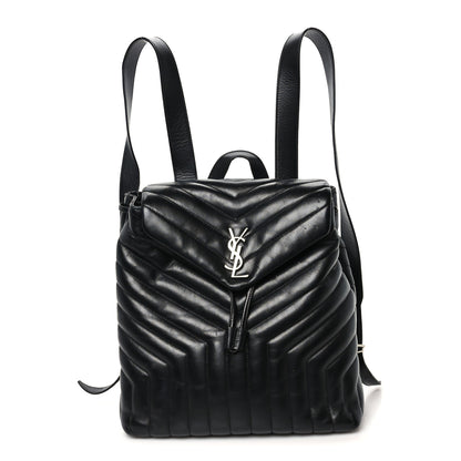 Saint Laurent Calfskin Y Quilted Monogram Medium Loulou Backpack Black 1 of 10