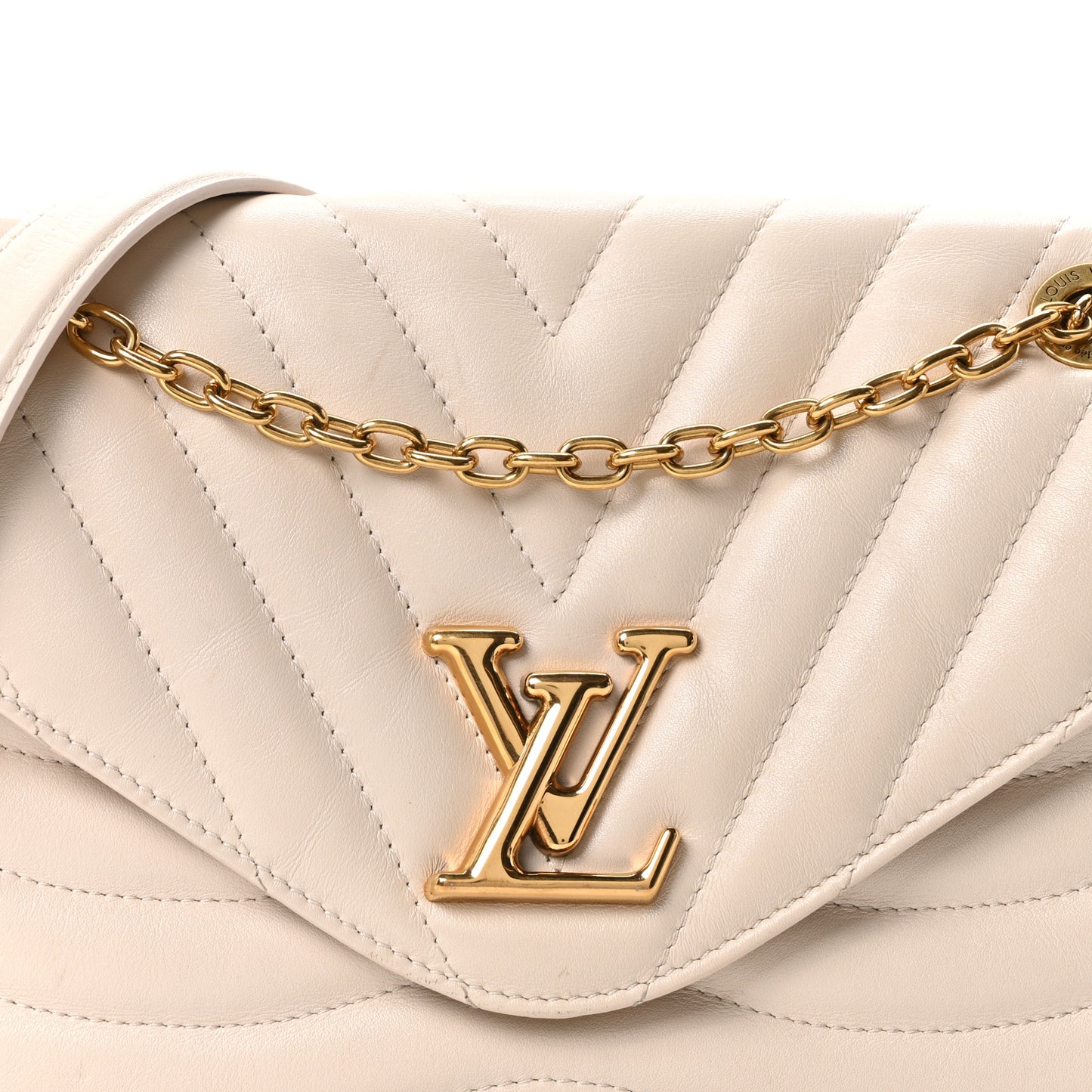 Calfskin New Wave Chain Bag MM NM Ivory