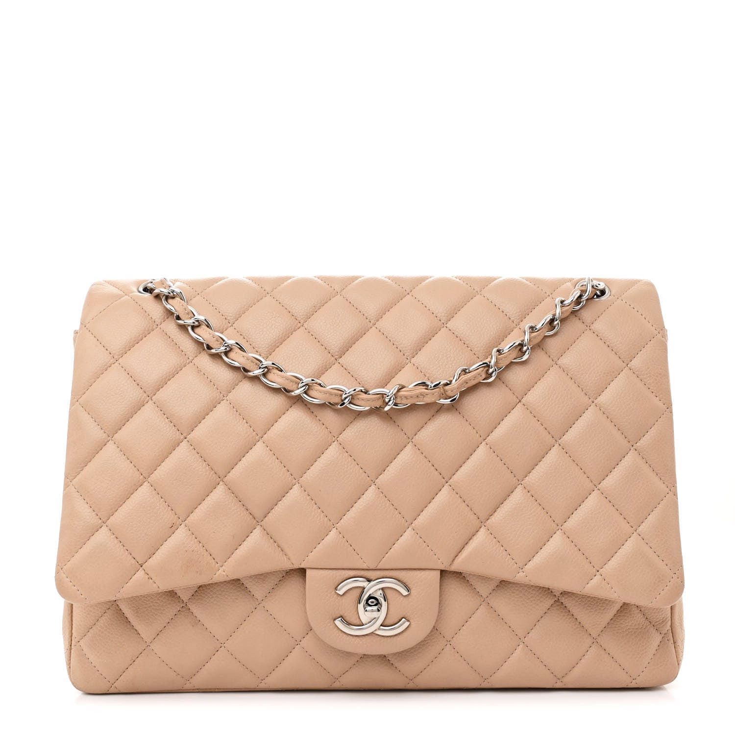 Chanel Caviar Quilted Maxi Double Flap Beige 1 of 10