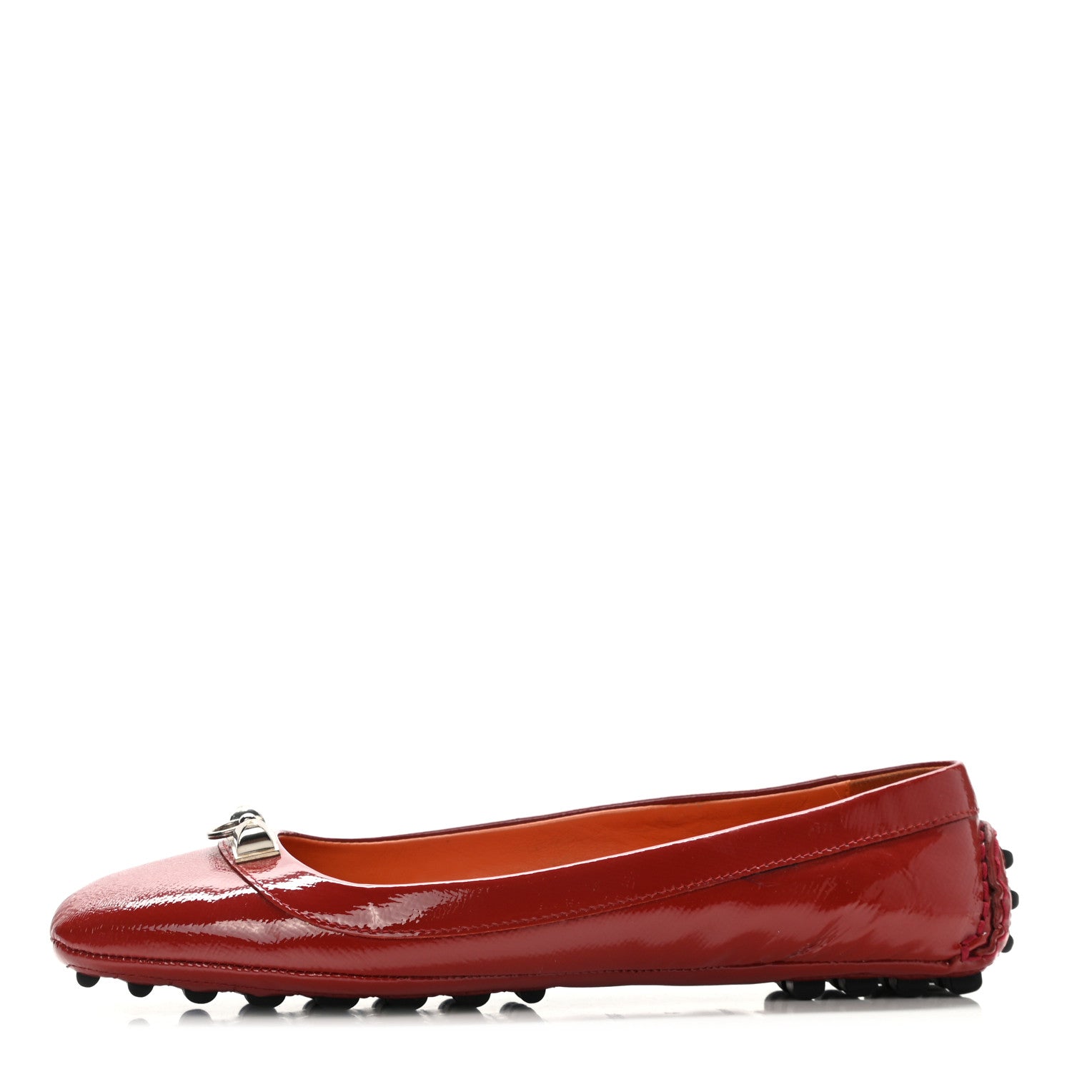 Hermes Patent Epsom Liberty Ballerina Flats 37.5 Cherry Tomato 1 of 9