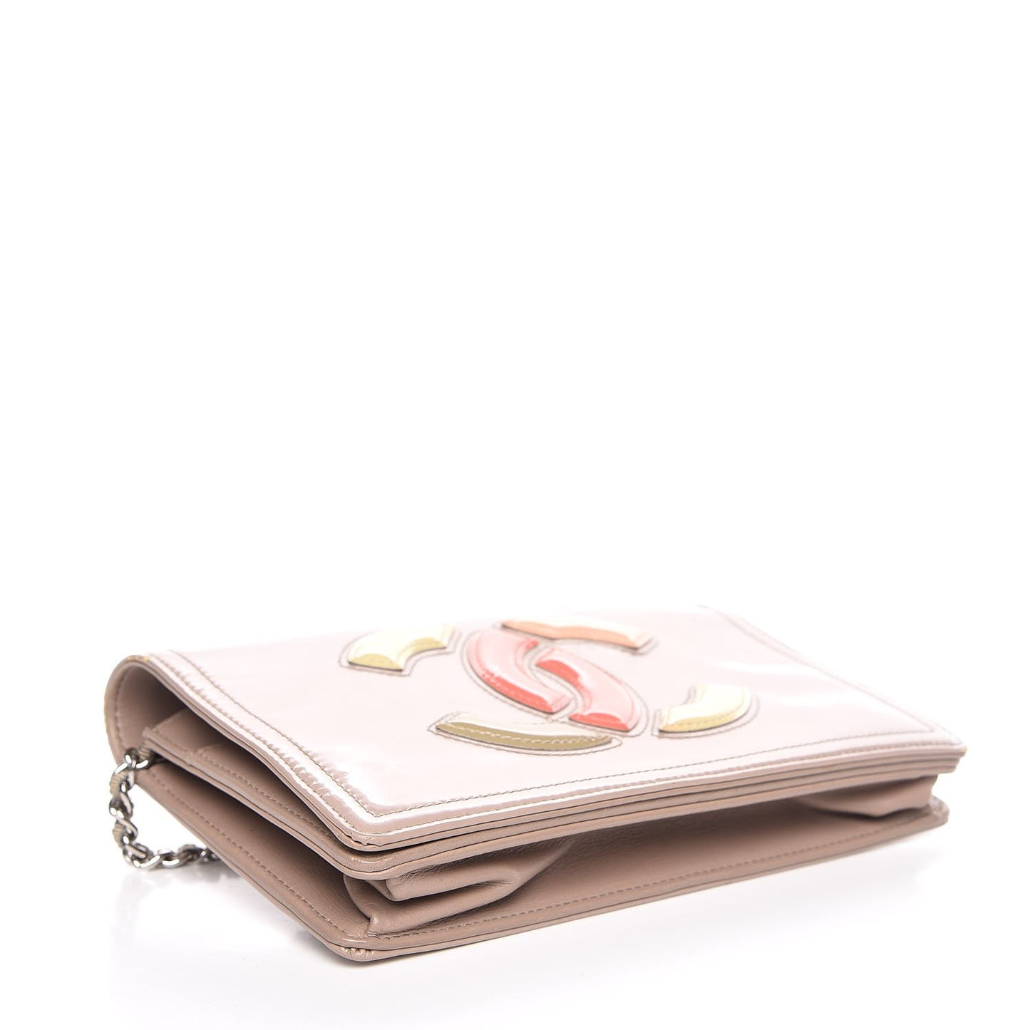 Vinyl Lipstick Wallet On Chain WOC Beige