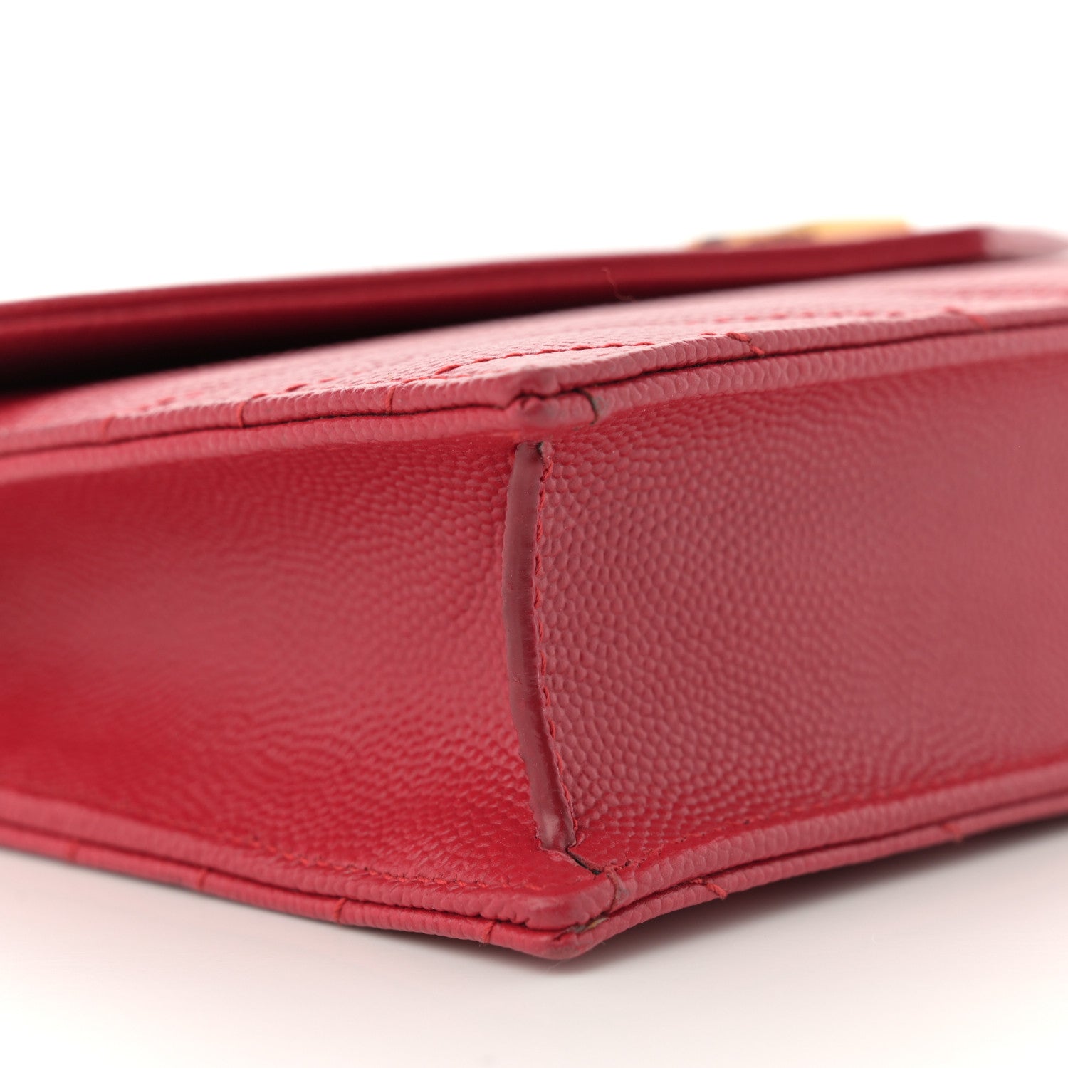 Saint Laurent Grain De Poudre Matelasse Chevron Monogram Envelope Chain Wallet New Red 9 of 13