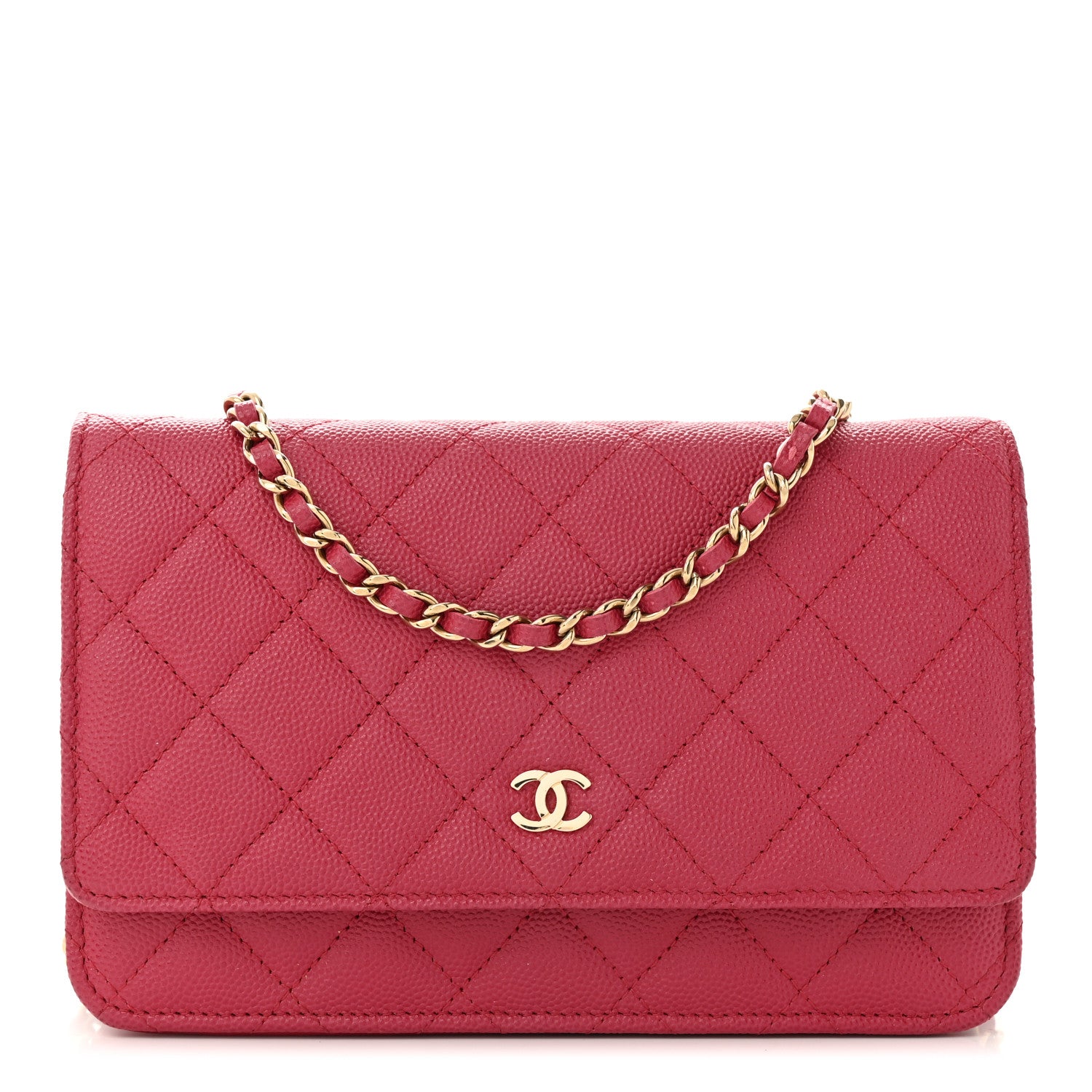 Chanel Caviar Quilted Wallet on Chain WOC Dark Pink 1 of 12