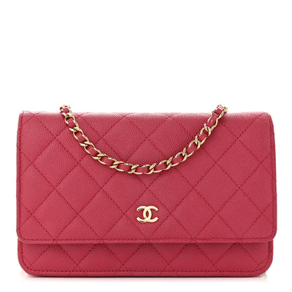 Chanel Caviar Quilted Wallet on Chain WOC Dark Pink 1 of 12