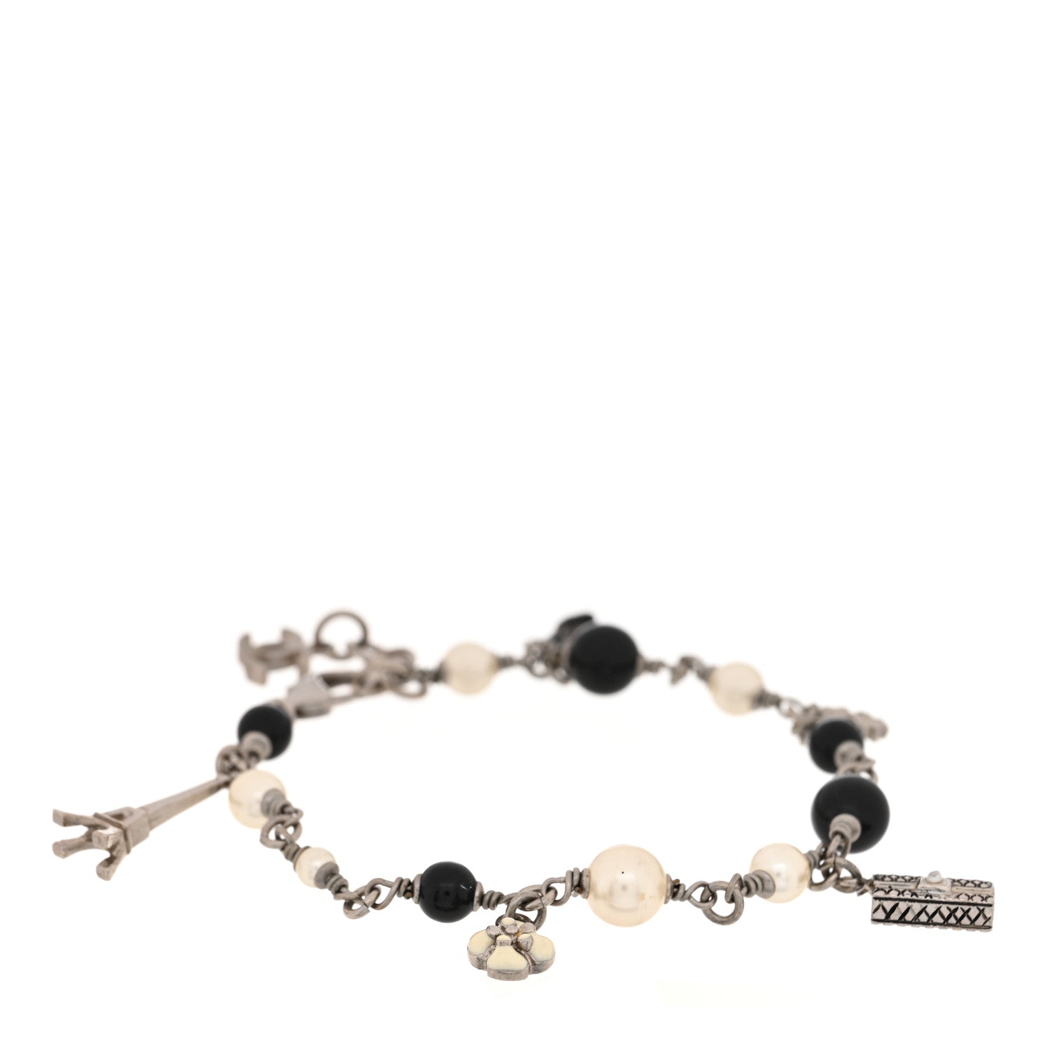 Chanel Pearl Beaded Charm Bracelet Silver 1 of 4