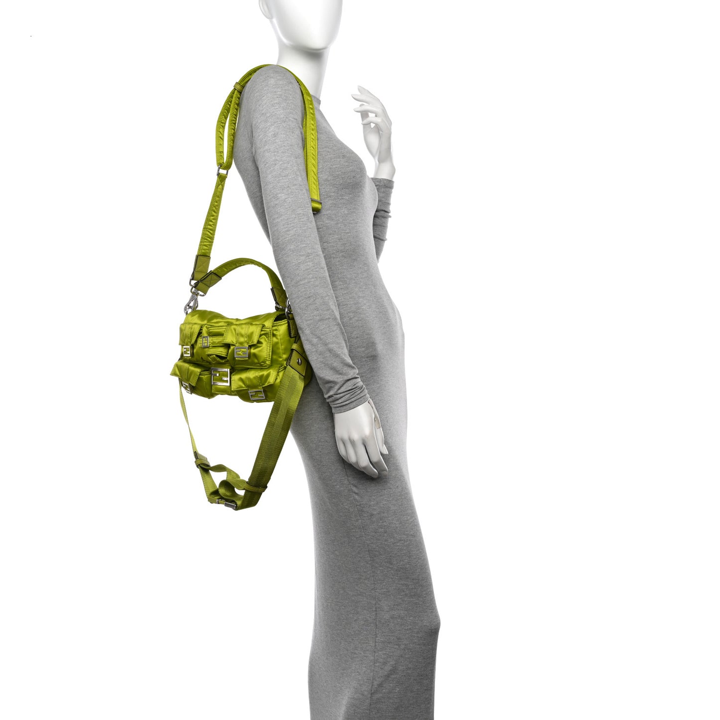 Econyl Cuoio Romano Multipocket Baguette Wasabi