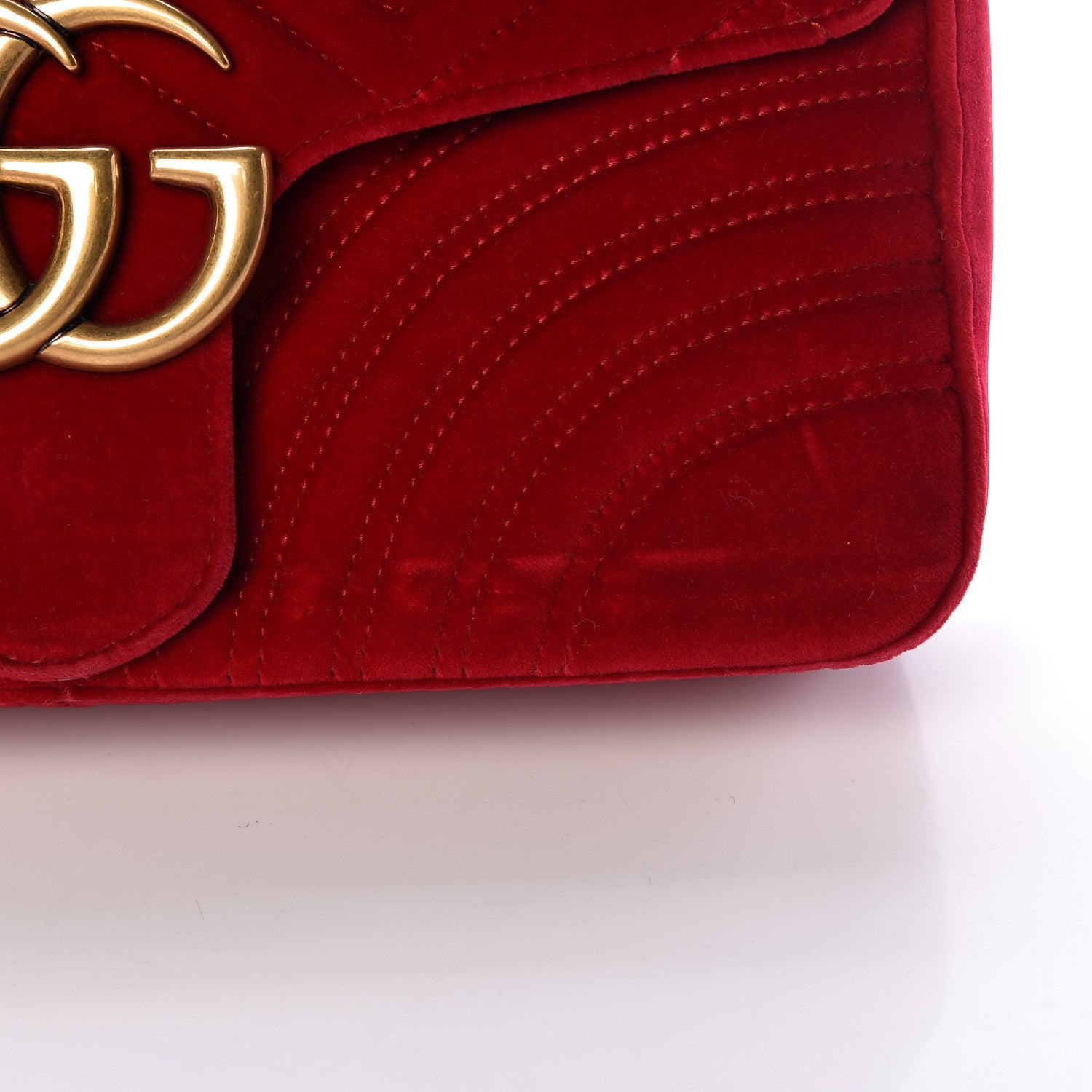 Gucci Velvet Matelasse Medium GG Marmont Shoulder Bag Hibiscus Red 14 of 18