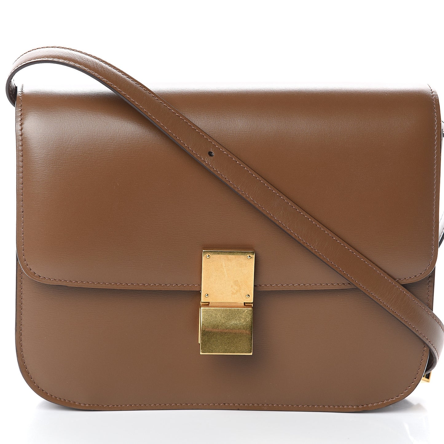 Box Calfskin Medium Classic Box Flap Bag Camel