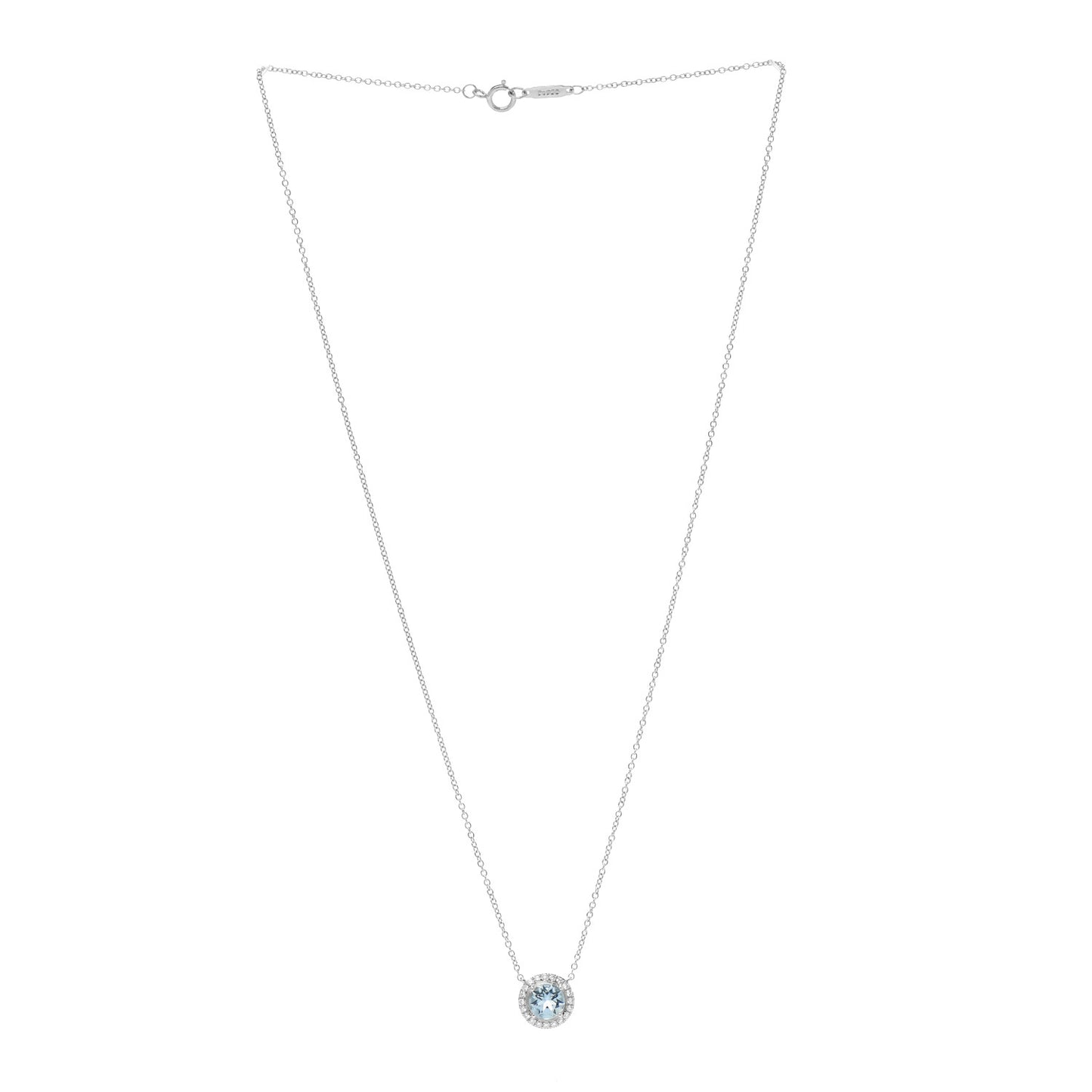 Platinum Diamond Aquamarine Soleste Pendant Necklace