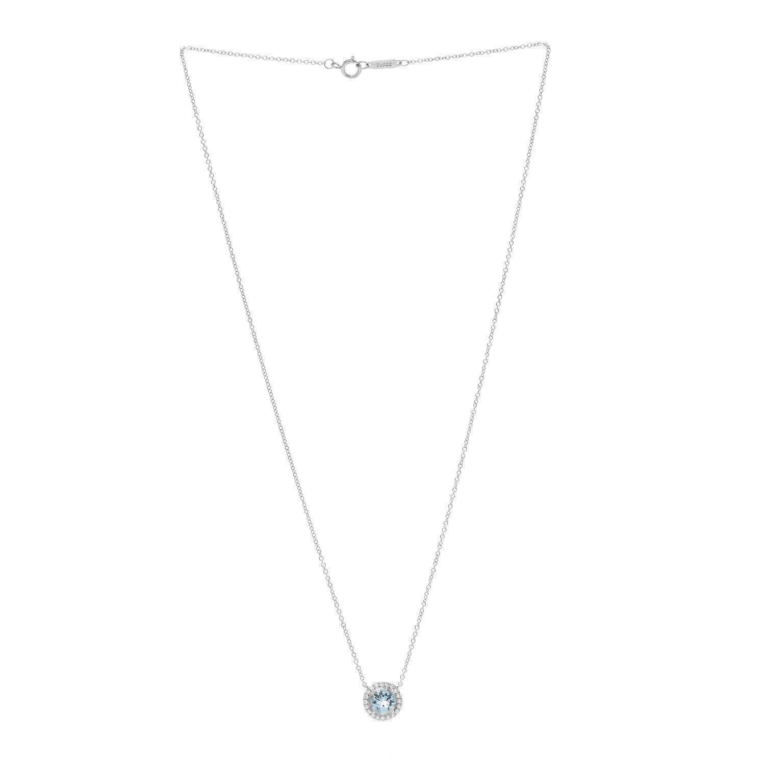 Tiffany Platinum Diamond Aquamarine Soleste Pendant Necklace 3 of 5