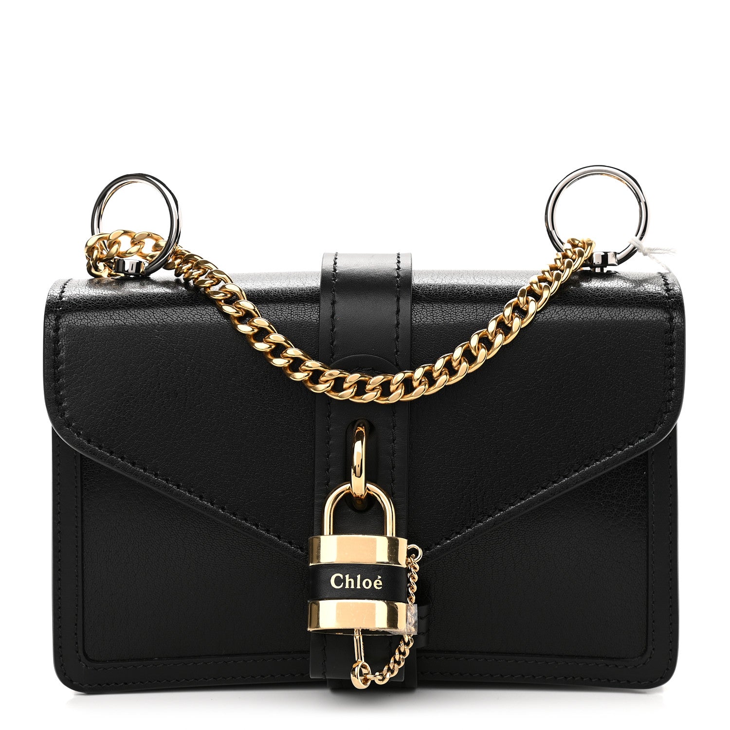 Chloe Shiny Goatskin Calfskin Aby Chain Shoulder Bag Black 1 of 8
