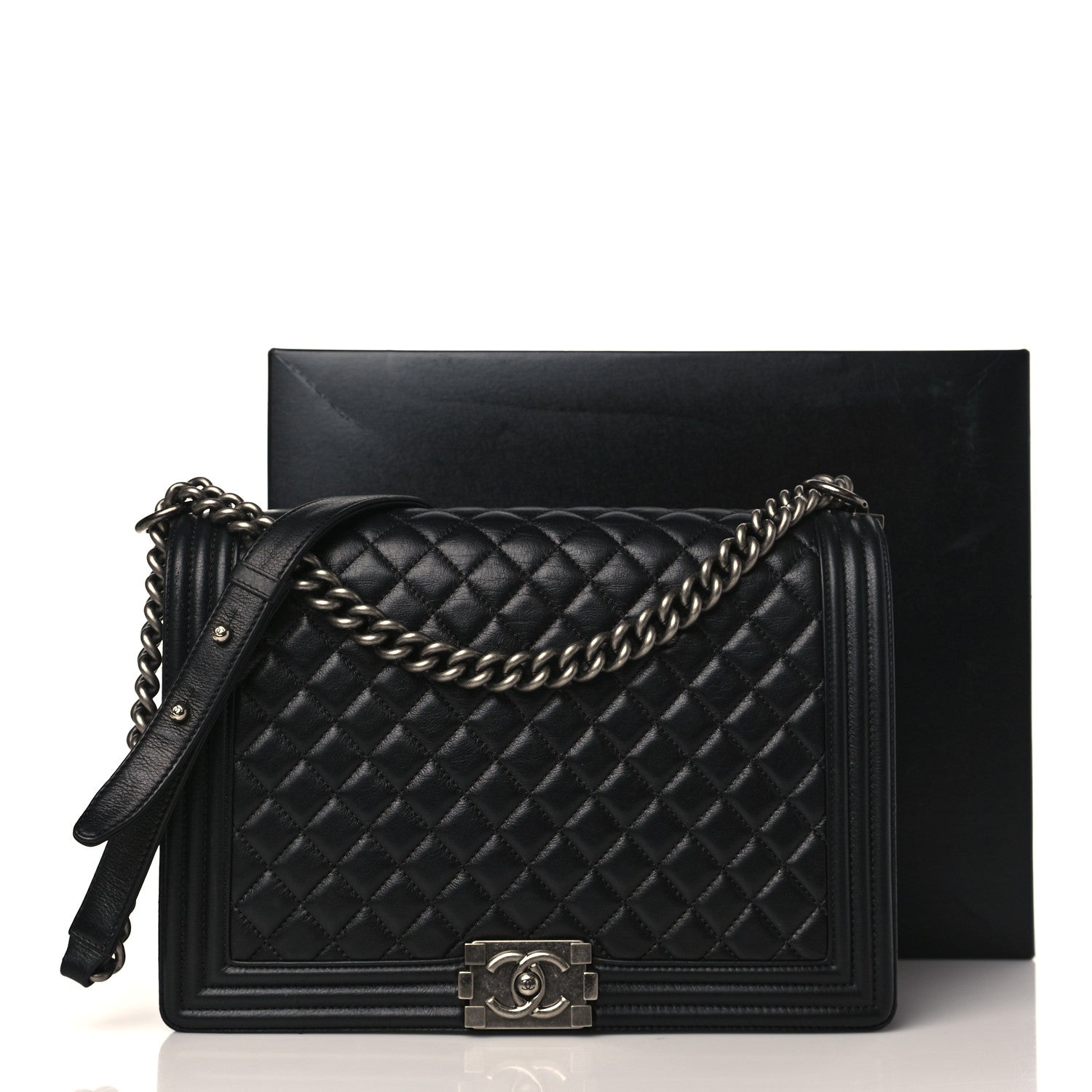 Chanel Calfskin Quilted Large Boy Flap Black 10 of 10